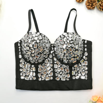 NANUSTYLE™️ | BUSTIER TOP MET GLITTER STEENTJES